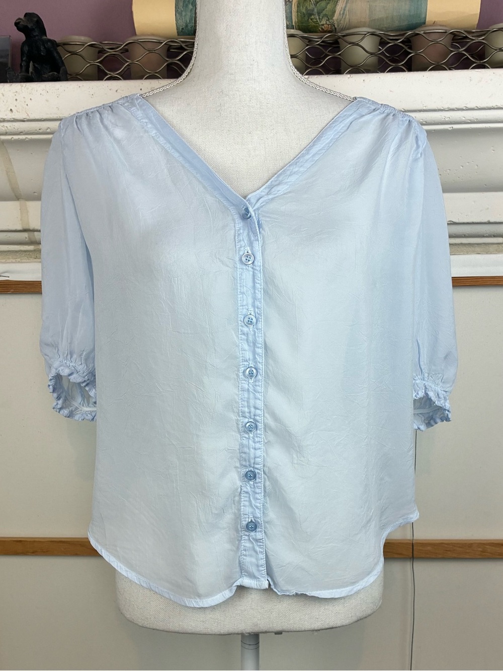 Maven West Baby Blue Romantic puffed sleeve blouse generously sized
